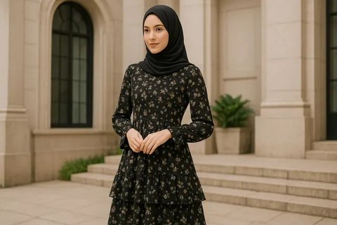 Inspirasi Dress Hitam Berlayer (created by AI)