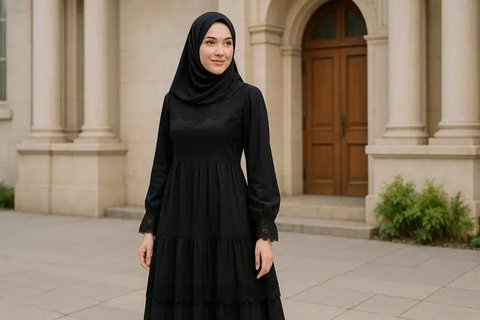 Inspirasi Dress Hitam Berlayer (created by AI)