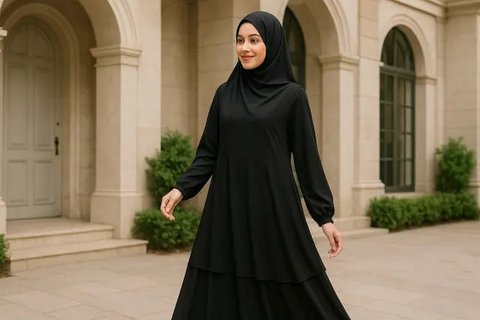 Inspirasi Dress Hitam Berlayer (created by AI)