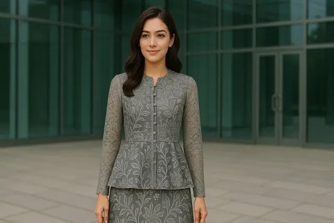 Model Dress Batik Kombinasi Brokat Lengan Panjang (AI)