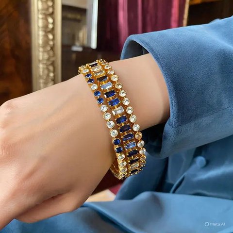 Model Gelang Emas Rantai dengan Batu Permata