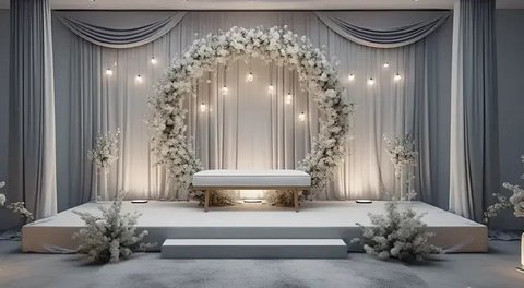 Inspirasi dekorasi pernikahan bernuansa islami 2025 (created by Meta AI)