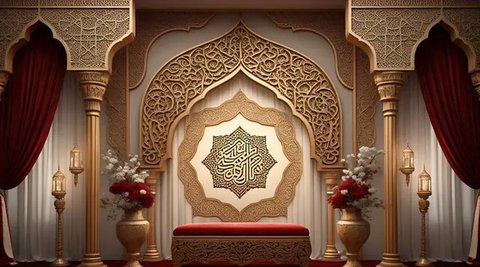 Inspirasi dekorasi pernikahan bernuansa islami 2025 (created by Meta AI)