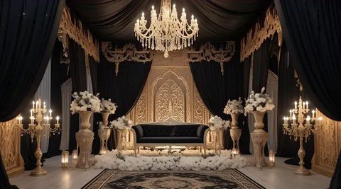 Inspirasi dekorasi pernikahan bernuansa islami 2025 (created by Meta AI)