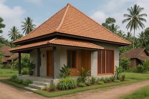 Model Rumah Vernakular Kontemporer di Desa (created by AI)
