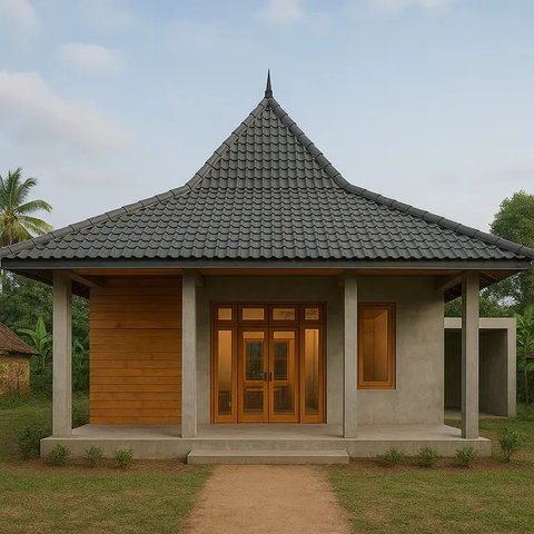Model Rumah Vernakular Kontemporer di Desa (created by AI)
