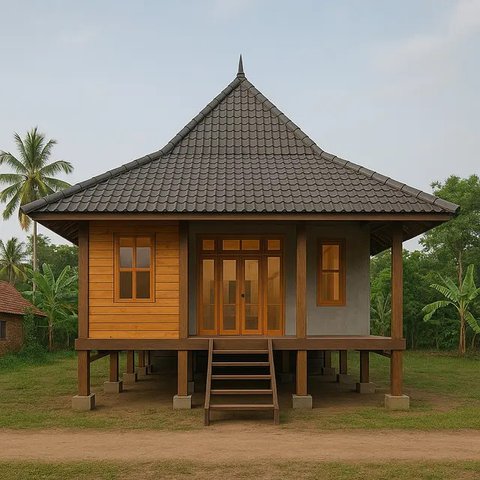 Model Rumah Vernakular Kontemporer di Desa (created by AI)