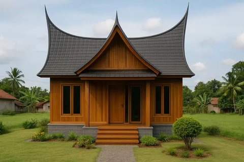 Model Rumah Vernakular Kontemporer di Desa (created by AI)