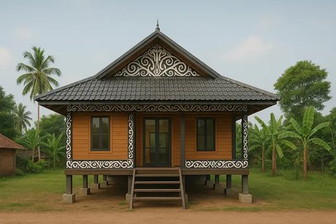 Model Rumah Vernakular Kontemporer di Desa (created by AI)