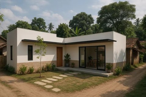 Ide Rumah Minimalis Letter L di Kampung (created by AI)