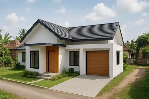 Ide Rumah Minimalis Letter L di Kampung (created by AI)