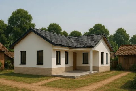 Ide Rumah Minimalis Letter L di Kampung (created by AI)