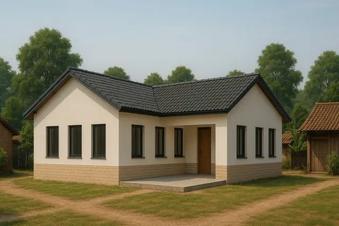 Ide Rumah Minimalis Letter L di Kampung (created by AI)