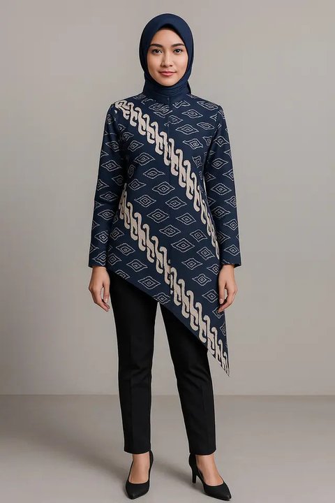 7 Model Atasan Batik Wanita Blouse Asimetris, Tampil Anggun dan Stylish (sumber: AI)