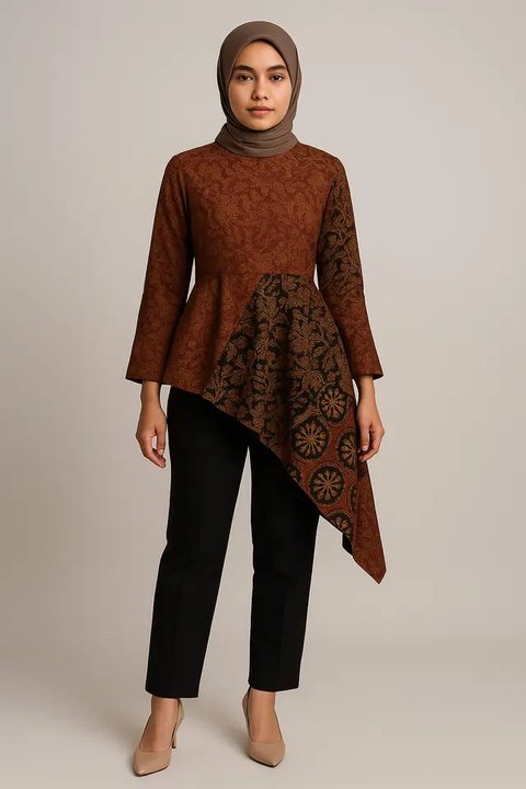 7 Model Atasan Batik Wanita Blouse Asimetris, Tampil Anggun dan Stylish (sumber: AI)