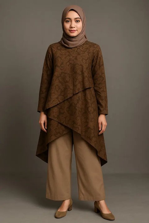 7 Model Atasan Batik Wanita Blouse Asimetris, Tampil Anggun dan Stylish (sumber: AI)