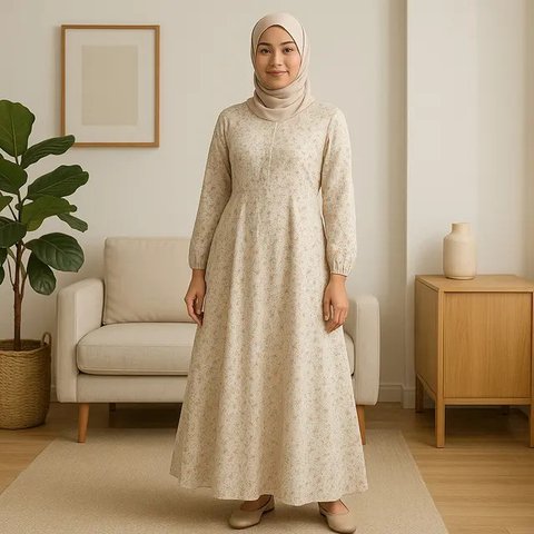 7 Model Gamis Katun Terbaru 2025, Tampil Stylish dan Tetap Nyaman Sepanjang Hari (sumber:AI)