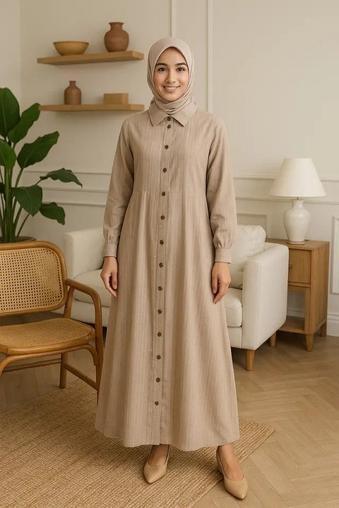 7 Model Gamis Katun Terbaru 2025, Tampil Stylish dan Tetap Nyaman Sepanjang Hari (sumber:AI)