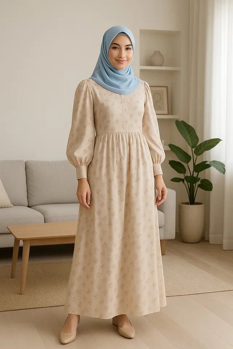 7 Model Gamis Katun Terbaru 2025, Tampil Stylish dan Tetap Nyaman Sepanjang Hari (sumber:AI)