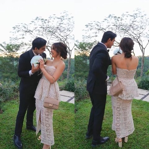 Yang pertama menangkap bunga adalah Cinta Brian dan Gisella Anastasia, pasangan paling dapat sorotan karena go public di perniikahan Luna.