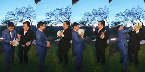 Bonus yang paling bikin ngakak adalah duo sahabat Fadil Jaidi dan Keanu. Mereka saling gak mau dapat buket dan saling lempar.