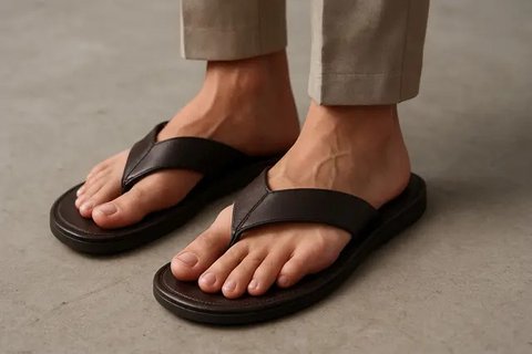 7 Model Sandal Jepit Desain Minimalis, Cocok untuk Outfit Formal Modern (sumber: AI)