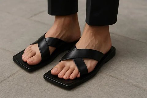 7 Model Sandal Jepit Desain Minimalis, Cocok untuk Outfit Formal Modern (sumber: AI)