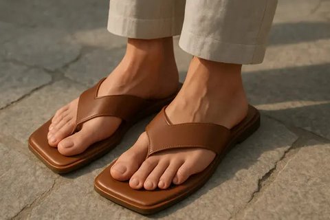 7 Model Sandal Jepit Desain Minimalis, Cocok untuk Outfit Formal Modern (sumber: AI)