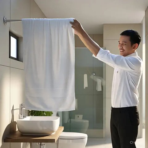 Handuk Tetap Kering Meski Disimpan di Kamar Mandi (Ilustrasi AI)
