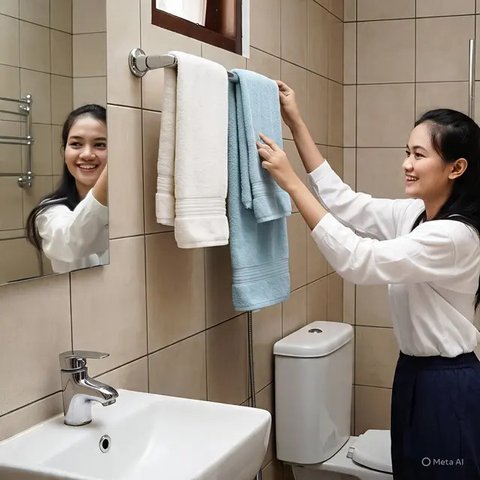 Handuk Tetap Kering Meski Disimpan di Kamar Mandi (Ilustrasi AI)