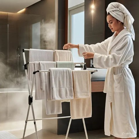 Handuk Tetap Kering Meski Disimpan di Kamar Mandi (Ilustrasi AI)