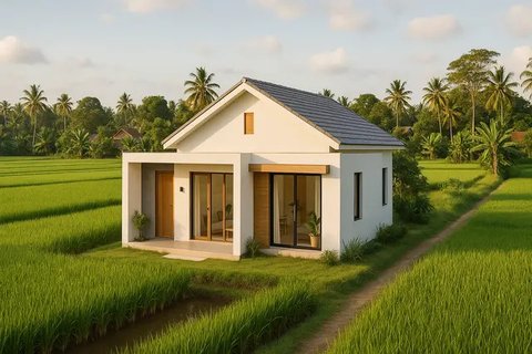 7 Gambar Rumah Sederhana Tepi Sawah yang Cantik
