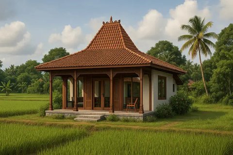 7 Gambar Rumah Sederhana Tepi Sawah yang Cantik
