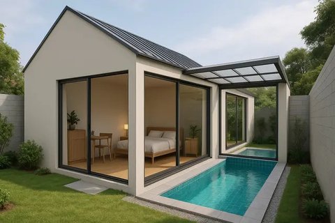 Ide Rumah Mungil dengan Kolam Renang