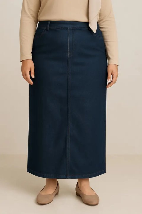 Rok Jeans untuk Orang Gemuk Berhijab (Foto: ChatGPT)