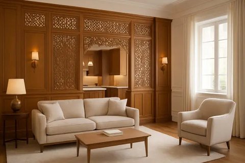 Desain Sekat Ruang Tamu dan Dapur (created by AI)