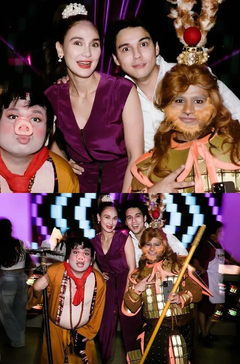Gaya Couple Artis Kenakan Kostum Ikonik TV Show 90an di Ulang Tahun Geng Aries. [febbyrastanty]