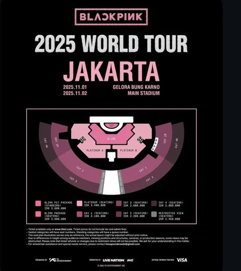 Blackpink merupakan grup K-Pop pertama yang menggelar konser tunggal di SUGBK selama dua hari berturut-turut. (FOTO: YG Entertainment )