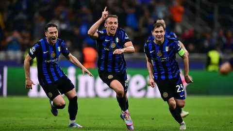 Il Nerazzurri unggul lebih dulu lewat gol yang dicetak Lautaro Martinez pada menit ke-21. (Marco BERTORELLO/AFP)