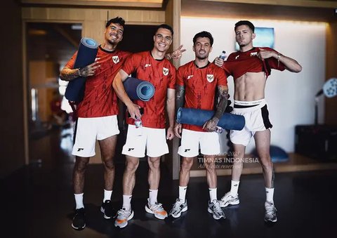 Dua penggawa Timnas Indonesia, Ricky Kambuaya dan Beckham Putra menjalani sesi gym di Bali Jumat (30/5/2025). (Dok. Timnas Indonesia).