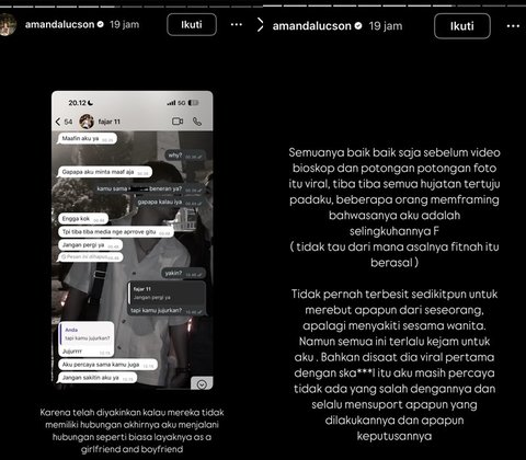 Saat Idol selesai, komunikasi Fajar dan Amanda semakin intens. Tapi kemudian Amanda mendengar, Fajar sedang dekat dengan Bina. Amanda minta penjelasan soal ini, tapi Fajar membantah dan bilang kalau tiba-tiba saja hubungannya dengan Bina dikonfirmasi oleh media. Setelah itu mereka pun pacaran hingga foto mesra keduanya tersebar dan Amanda mendapat hujatan.