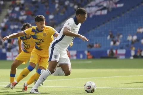 Harry Kane merayakan gol bersama rekan setimnya dalam pertandingan kualifikasi Piala Dunia 2026 grup K antara Andorra vs Inggris di RCDE Stadium, Barcelona, Spanyol, Sabtu, 7 Juni 202