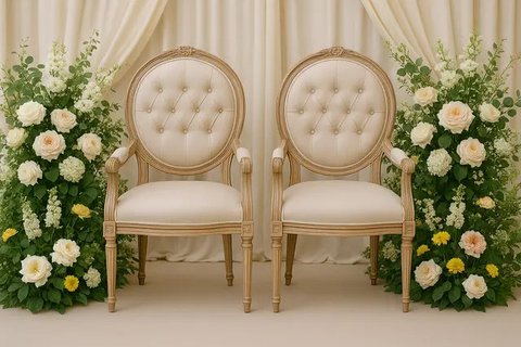 Model Dekorasi Kursi Pengantin untuk Percantik Acara (created by AI)