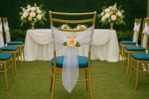 Model Dekorasi Kursi Pengantin untuk Percantik Acara (created by AI)