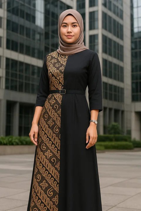 Gamis Batik Kantor Modern (Foto: ChatGPT)