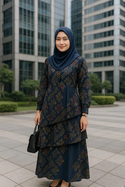 Gamis Batik Kantor Modern (Foto: ChatGPT)