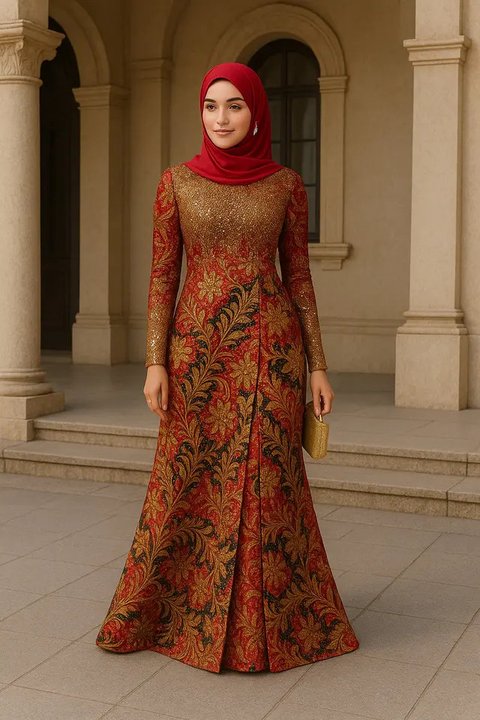 Rekomendasi Gamis Batik Belah Samping, Tampil Trendi dan Anggun (created by AI)
