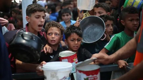 Kondisi tersebut imbas blokade bantuan kemanusiaan oleh militer Israel ke wilayah Gaza. (Eyad BABA/AFP)