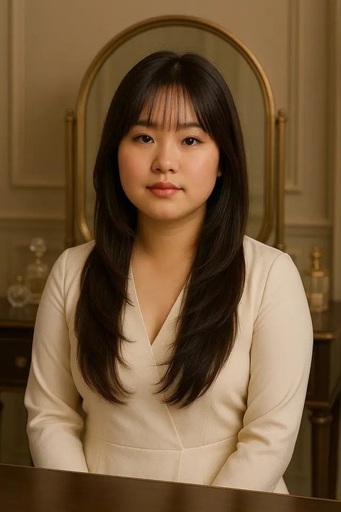 Model Rambut Layer Panjang Wajah Bulat untuk Usia 30-an (Foto: ChatGPT)