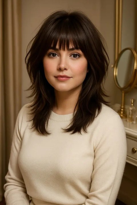 Model Rambut Layer Panjang Wajah Bulat untuk Usia 30-an (Foto: ChatGPT)